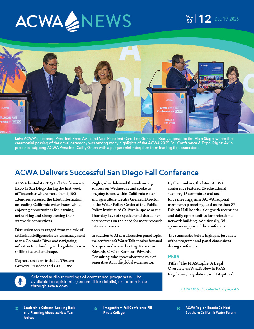December 19, 2025 ACWA News - Association of California Water Agencies